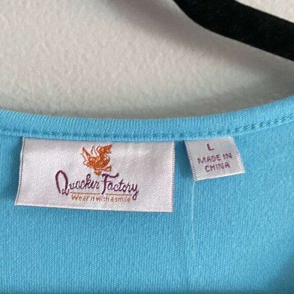 Quacker Factory Women L Blue Rhinestone Braided Sparkle 3/4 Sleeves T-Shirt NWT - Picture 7 of 10